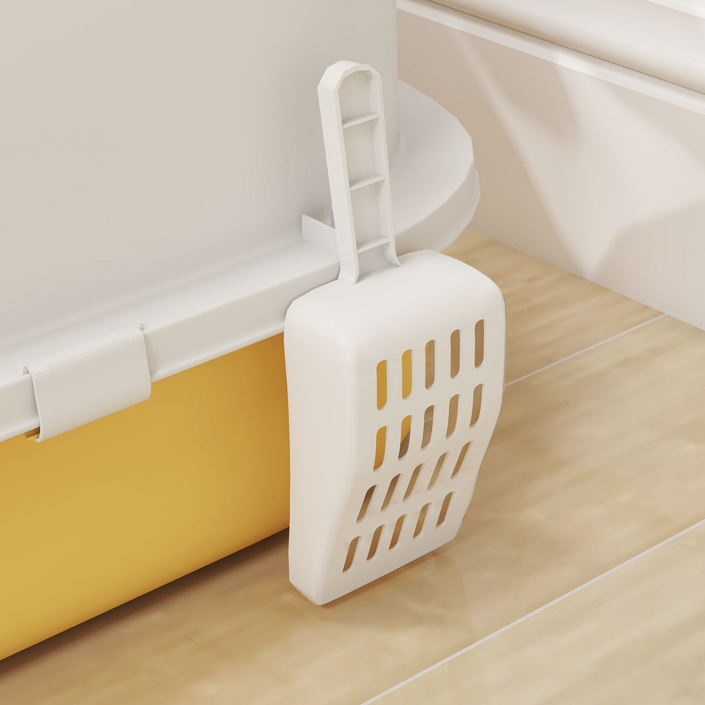 PawHut Enclosed Cat Litter Box with Removable Tray, Handle, Scoop and 2 Activated Carbon Filters, Yellow