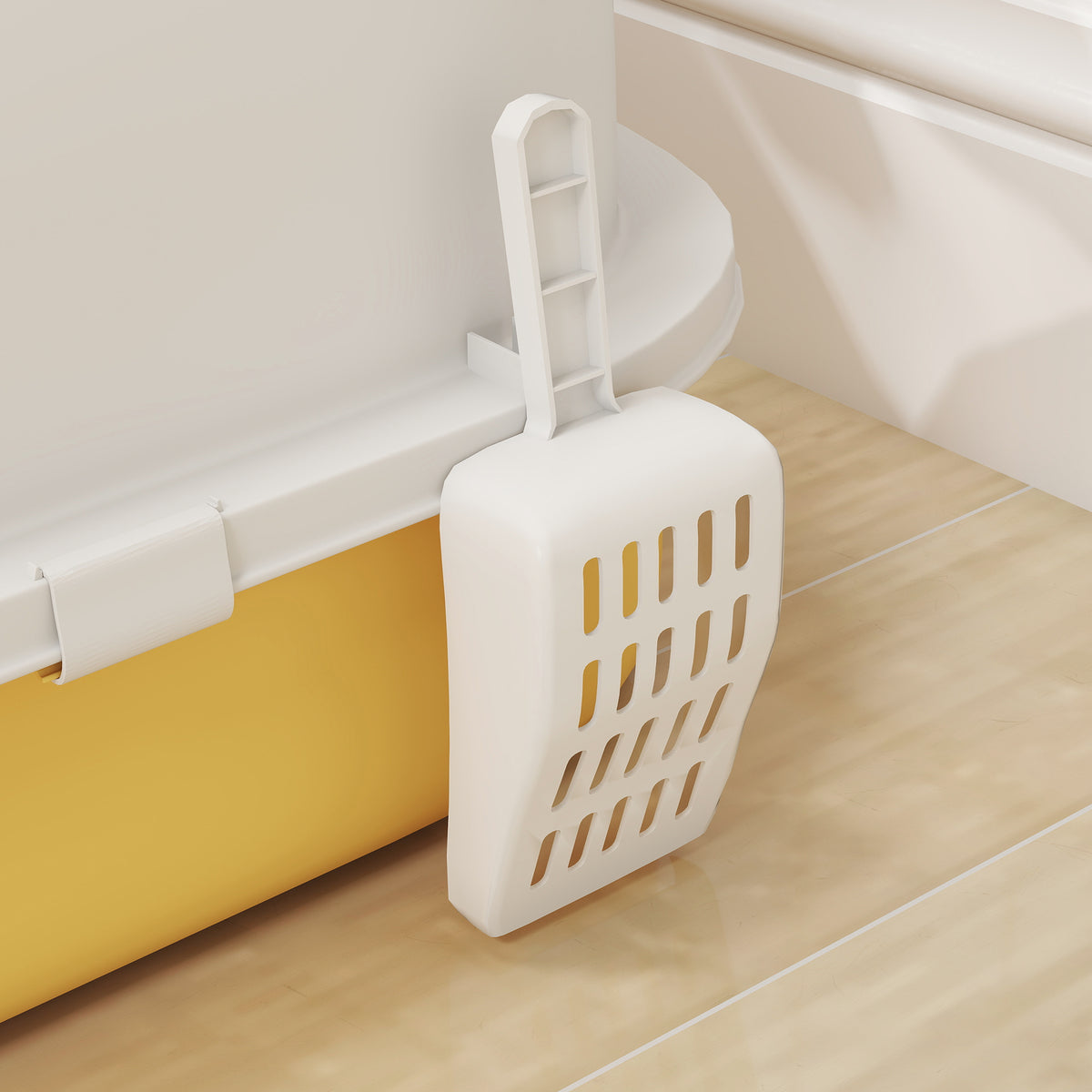 PawHut Enclosed Cat Litter Box with Removable Tray, Handle, Scoop and 2 Activated Carbon Filters, Yellow