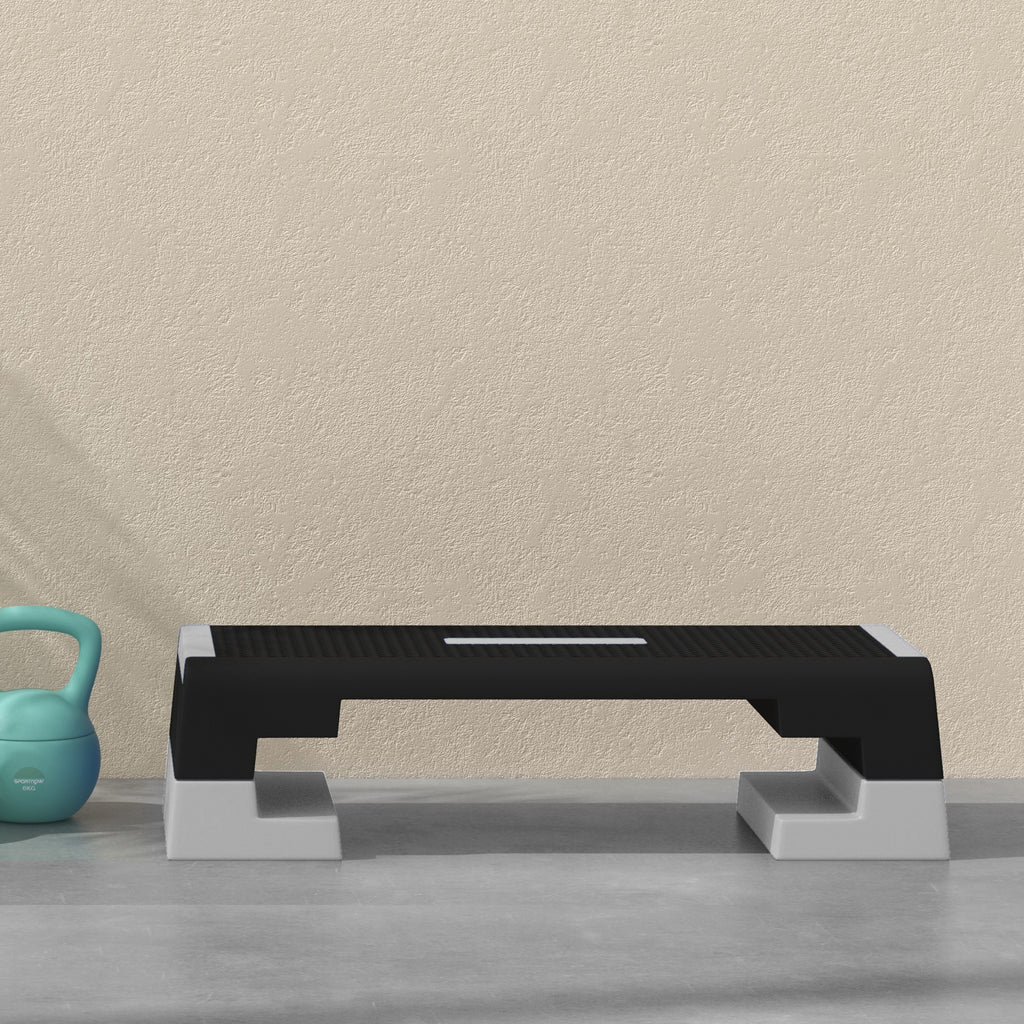 SPORTNOW Adjustable Height Stepper with Removable Steps and Non-Slip Bottom, in ABS, 97x36x15/20/25 cm, Gray - Borgè