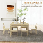 Modern Dining Table for 6 People Maximum Comfort and Style Dimensions: 140x89.5x75 cm Elegant White and Oak Finish - Borgè