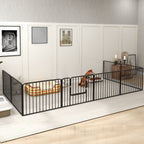 8-Panel Modular Indoor/Outdoor Dog Playpen, Steel, 164x164x60 cm, Black