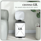 12L Pedal Bin with Silent Closure, Metal and PP, 24.5x32x34.5 cm, White