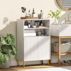 HOMCOM Modern Bathroom Cabinet with 2 Open Shelves and Soft-Close Doors, 60x31.8x93 cm, White