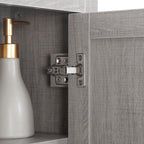 kleankin Bathroom Wall Unit with 3 Open Shelves and Chipboard Cabinet, 48x20x50cm, Gray - Borgè