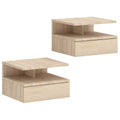 HOMCOM Set of 2 Floating Nightstands with Drawer and Open Shelf, 35x32x22.5 cm, Oak