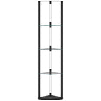 Floor Lamp with 5 Shelves and LED Light, 3 Brightness Levels and Foot Switch, Black