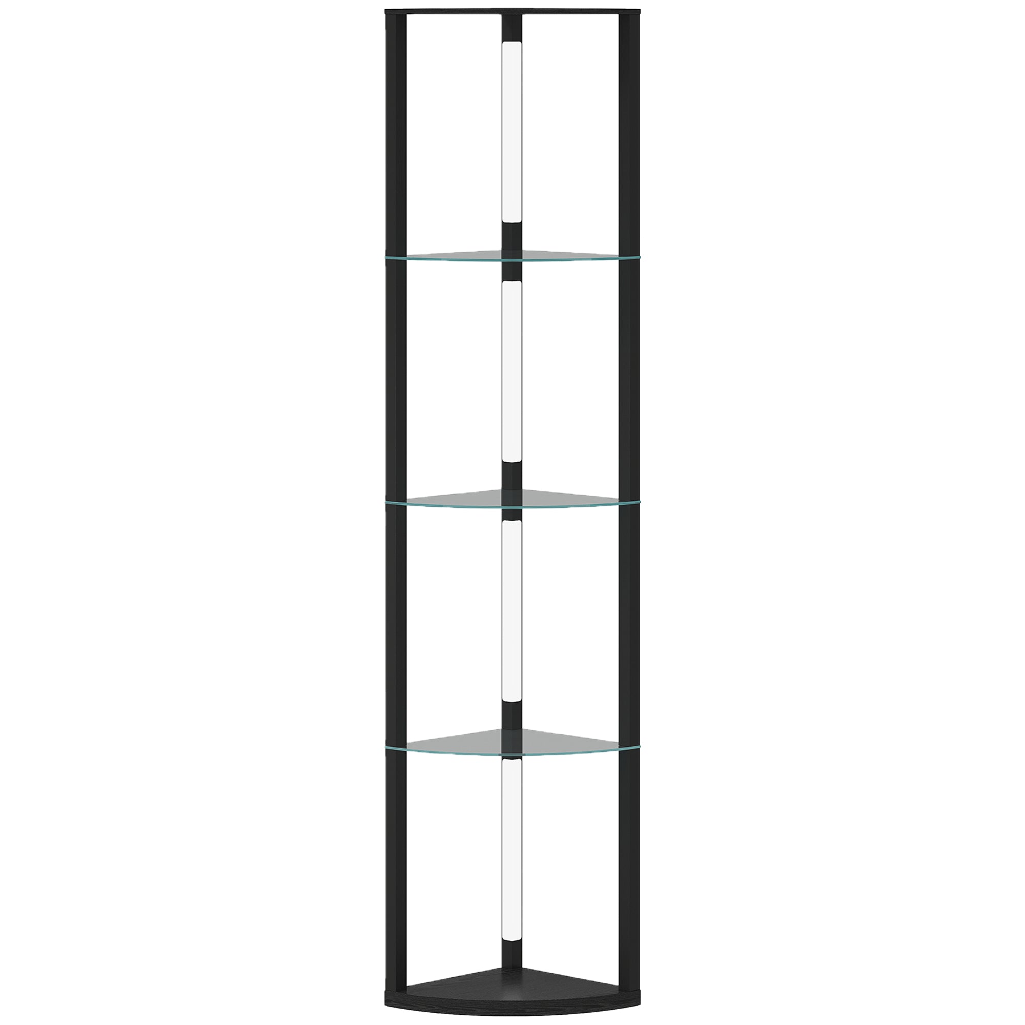 Floor Lamp with 5 Shelves and LED Light, 3 Brightness Levels and Foot Switch, Black