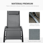 5-Level Reclining Garden Lounger with Removable Cushion, Aluminum and Texteline, 171x64x82cm Gray