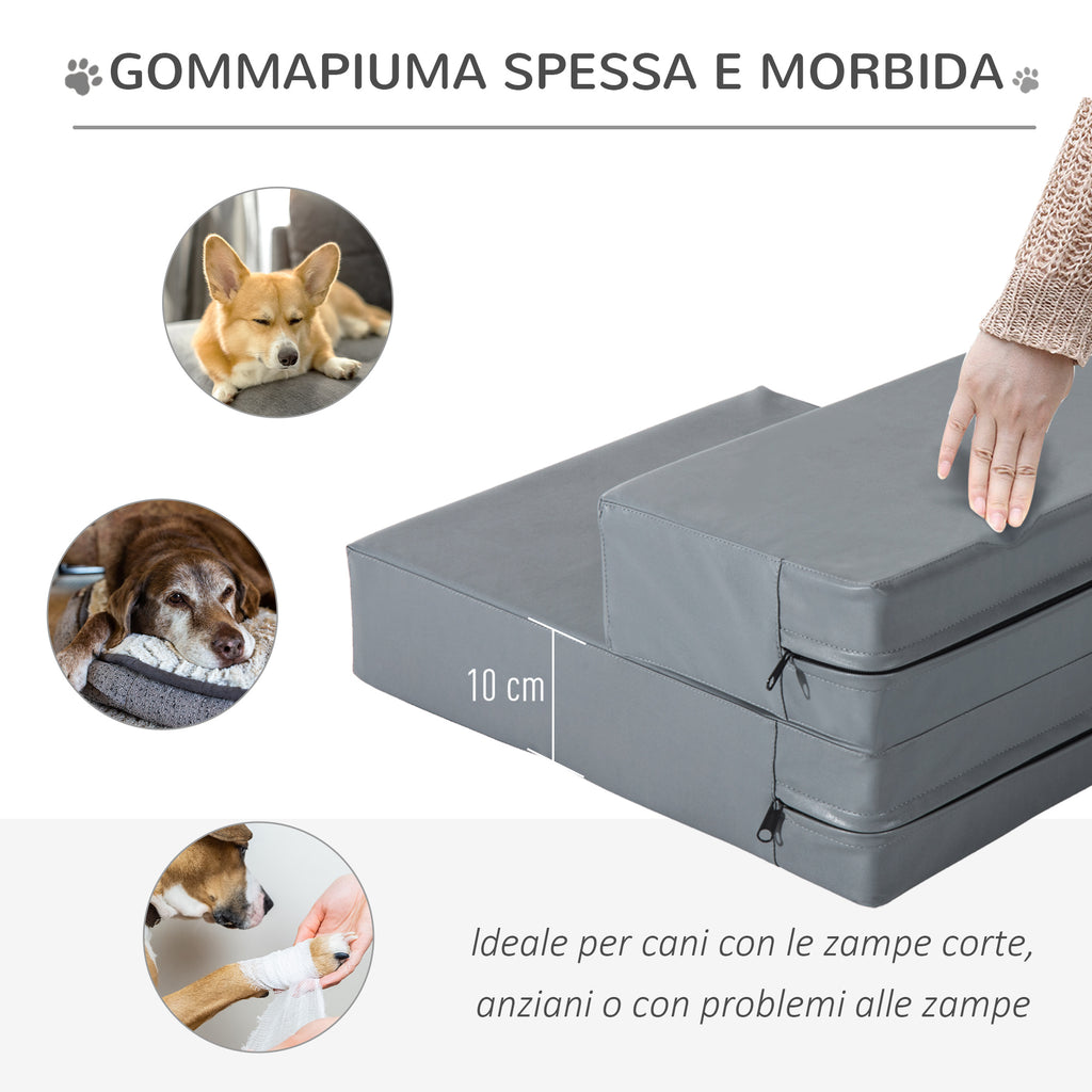2-in-1 Dog Stairs, PU and Foam Mat, 45 x 39 x 20 cm, Grey