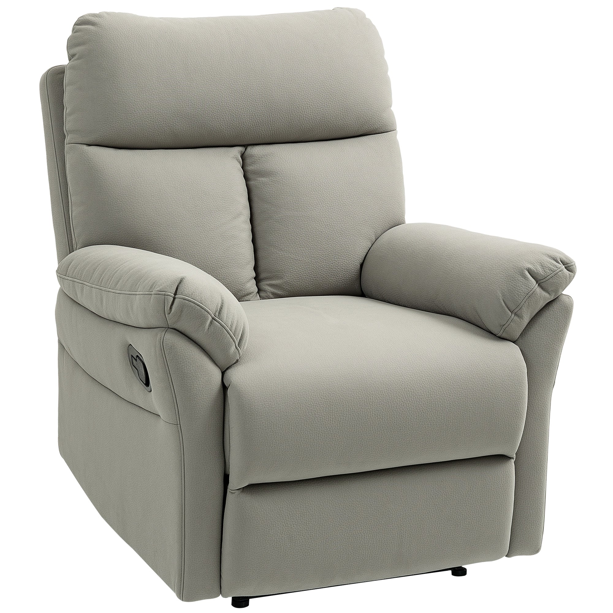 140° Reclining Chair with Footrest, in Microfiber, Foam and Metal, 84x91x102 cm, Grey