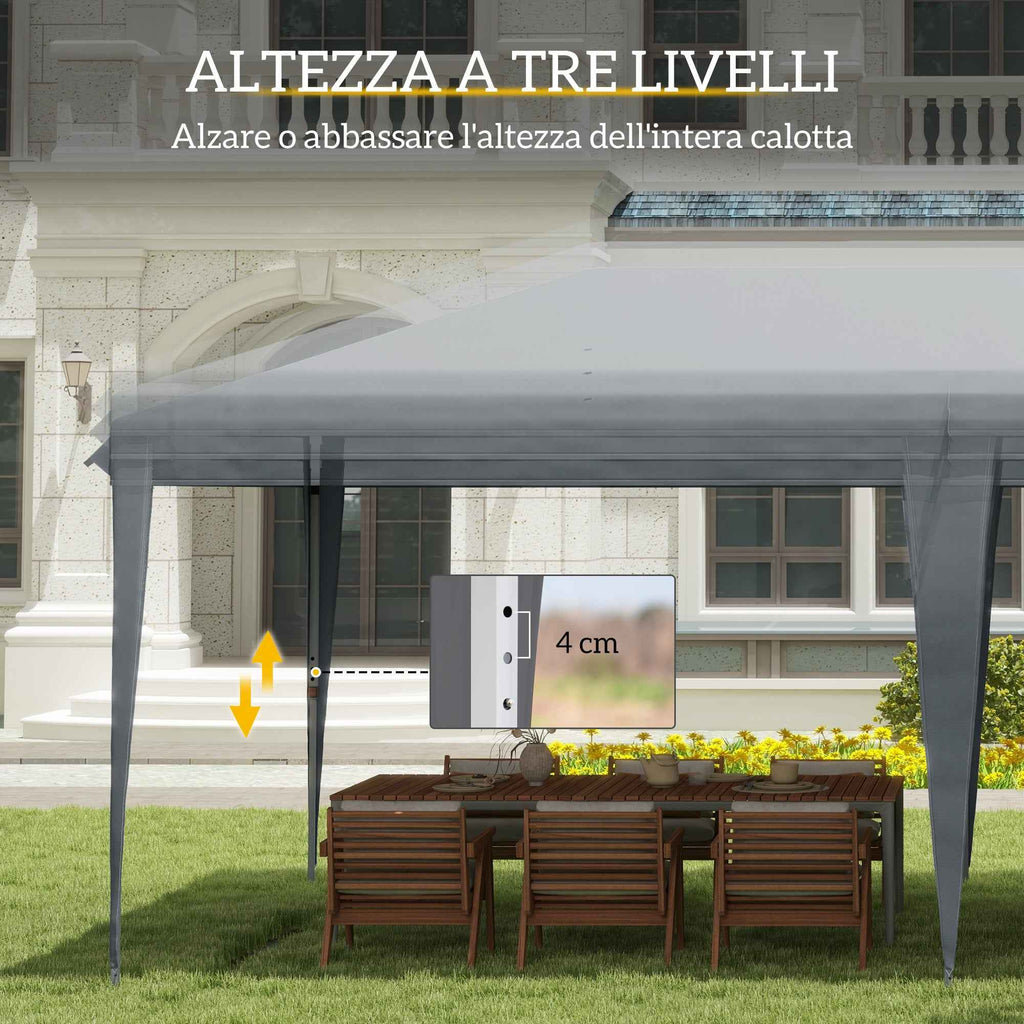 Outsunny 6x3m Pop-up Garden Gazebo Folding Party Tent with Carry Bag, Grey