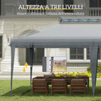 Outsunny 6x3m Pop-up Garden Gazebo Folding Party Tent with Carry Bag, Grey