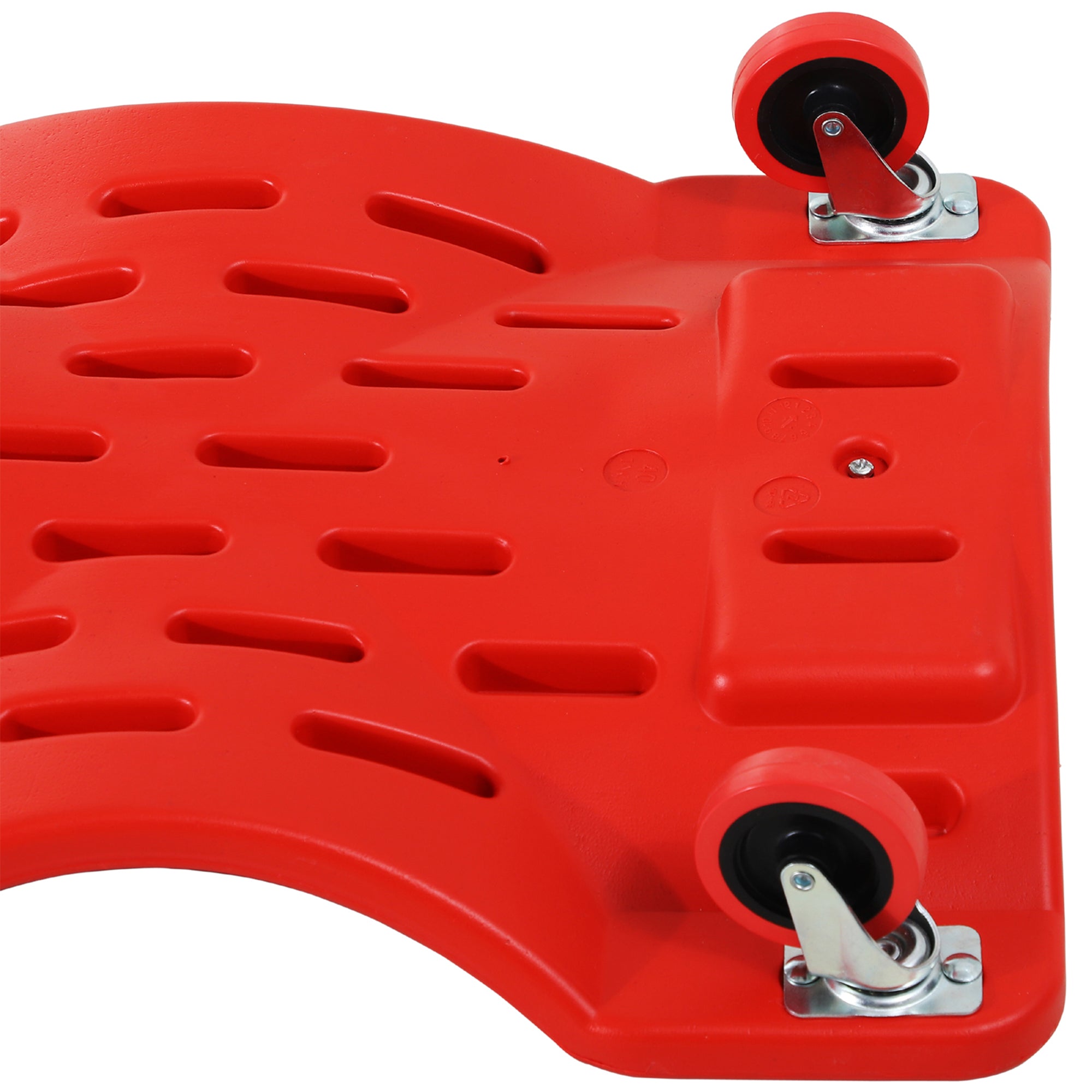 Mechanic's Trolley with Padded Headrest and 2 Side Trays in Red Plastic, 100x48x12 cm