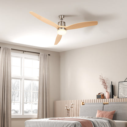 Modern Ceiling Fan with 6-Speed White LED Light and Timer, Metal and Acrylic Construction - Ø132 x 43 cm - Borgè