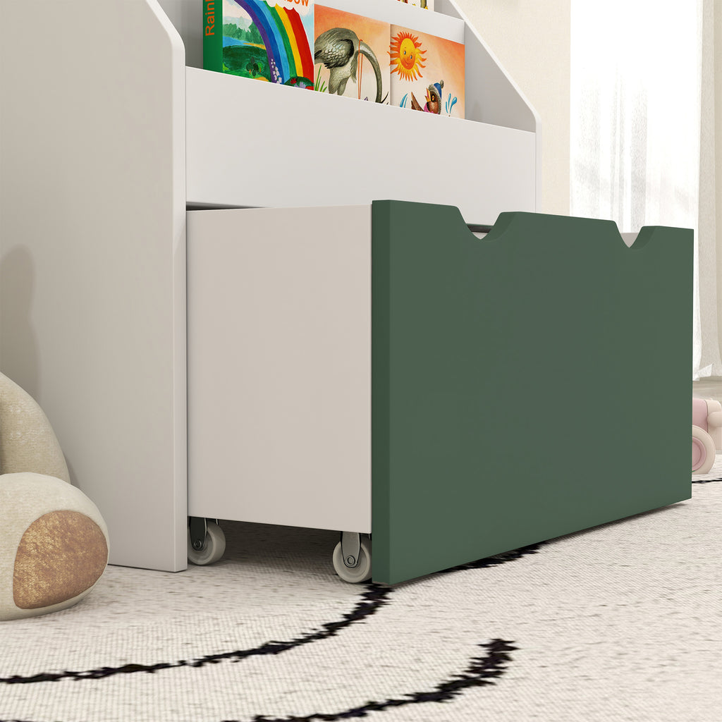 Children's Bookcase for 3-8 Years Old, 3-Tier, with Lower Drawer, MDF, 62.5x30x70 cm, Green