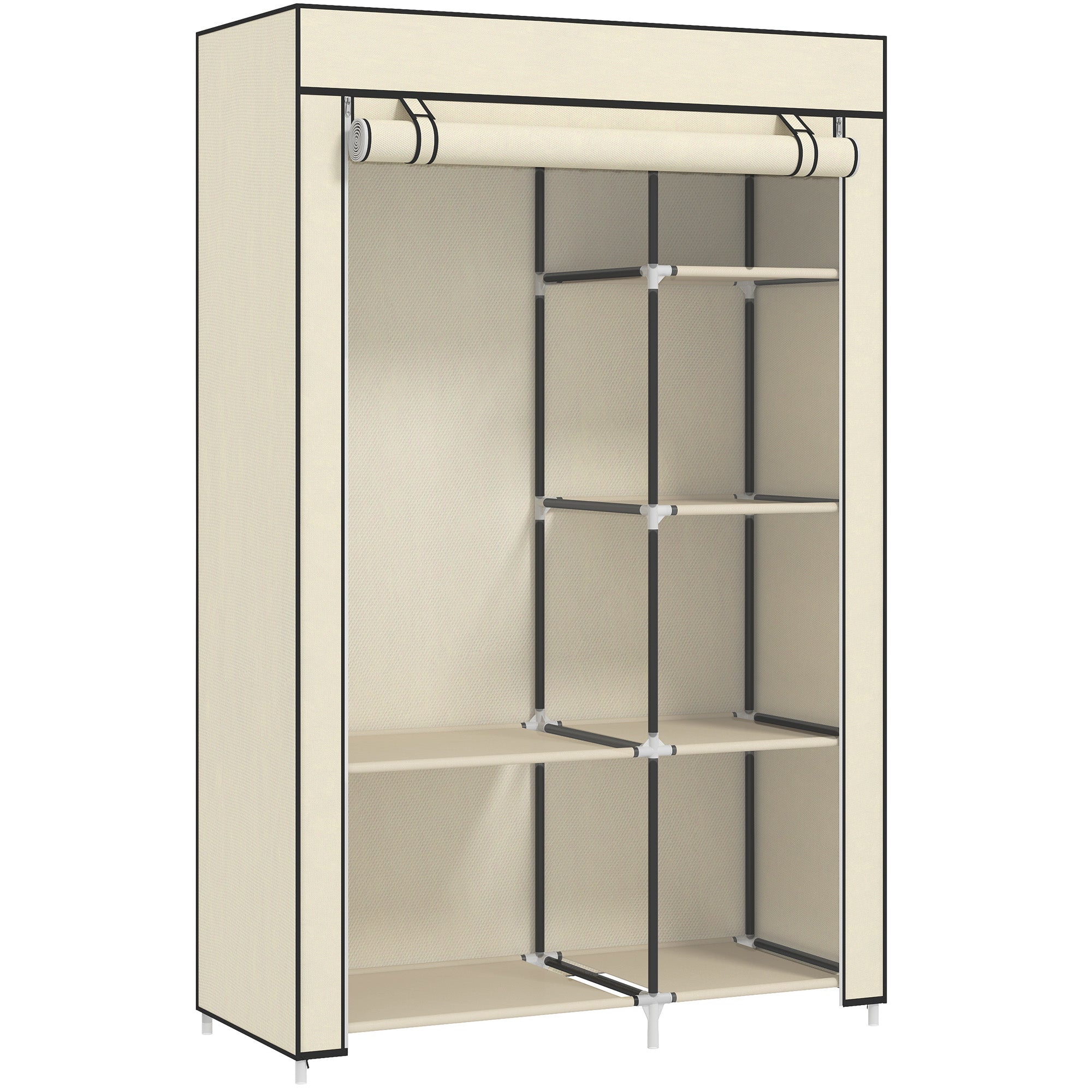 HOMCOM Portable Wardrobe Space-Saving Closet, 103x43x162.5cm, Cream