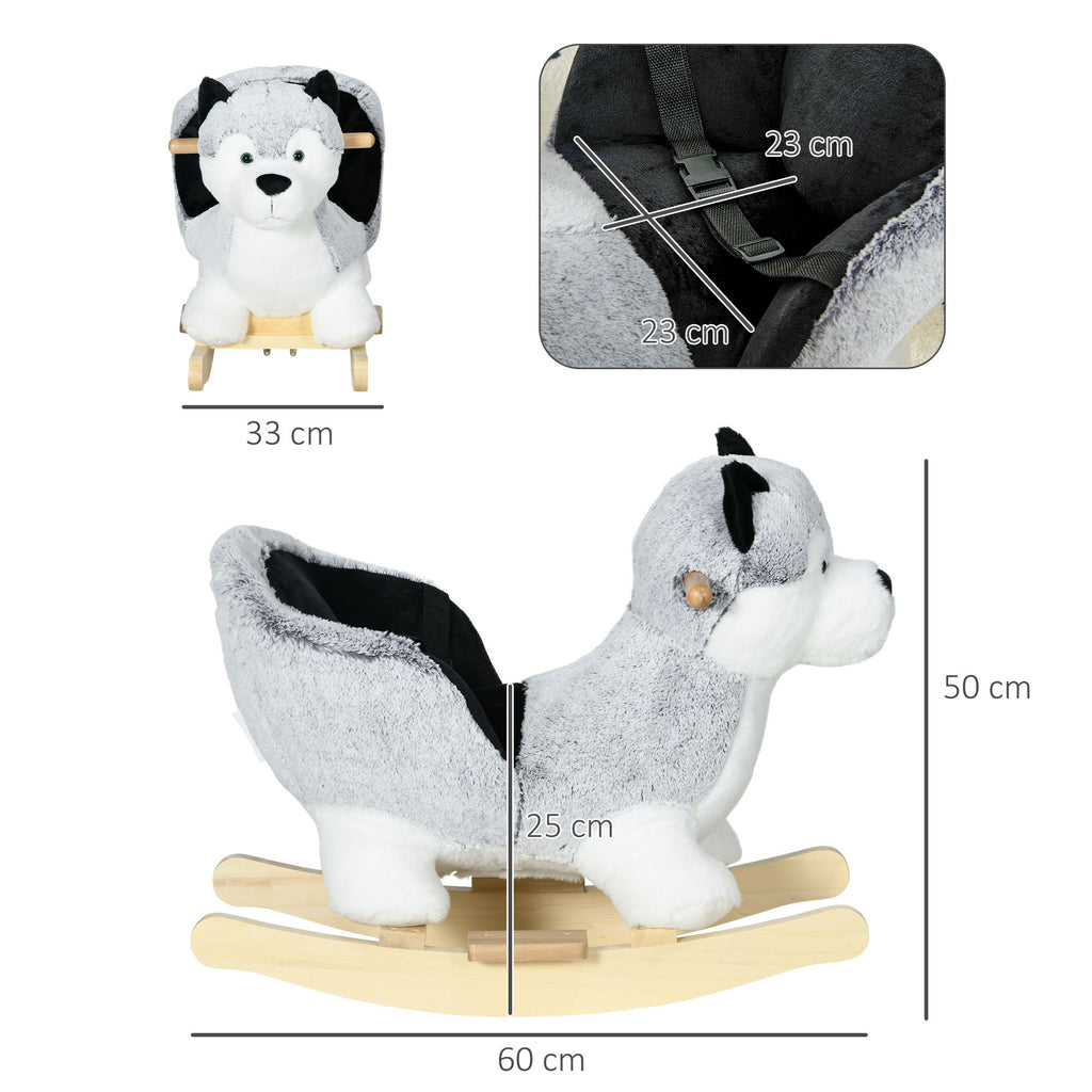 Homcom Dray horse in the shape of a husky dog ??for children from 18-36 months, 60x33x50cm, gray - Borgè