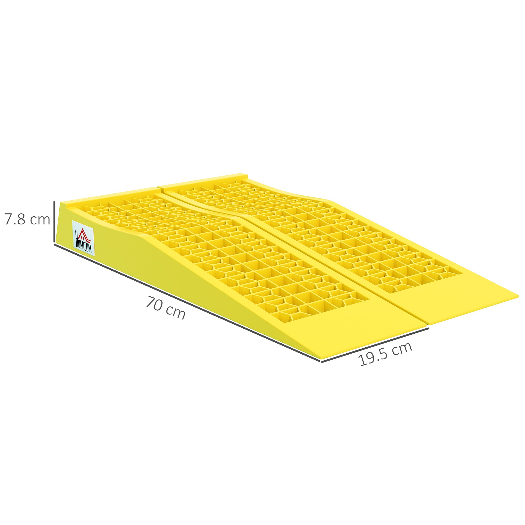 2-Pack 3-Ton Plastic Car Loading Ramps with Non-Slip Surface, Yellow