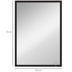HOMCOM Rectangular Wall Mirror with Hooks, Glass and MDF, 50x70 cm, Black