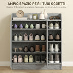 Modern Wooden Shoe Rack with 4 Open Shelves and 12-Pair Storage, 83x30x90 cm, Cement Grey