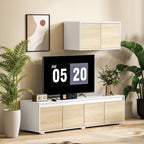 2-Piece Chipboard TV Stand, Max 70" 160x39x43 cm and Multipurpose Wall Unit 80x35x40 cm