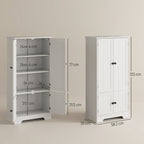 4-Door Kitchen Cabinet with 2 Cupboards and Adjustable Shelf, 58.2x30x123 cm, White