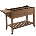 Outsunny 8-Pot Outdoor Planter with Side and Bottom Shelf, Fir Wood, 123x54x87 cm
