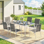 Outsunny 7-Piece Garden Set: Rectangular Table and 6 Stackable Chairs