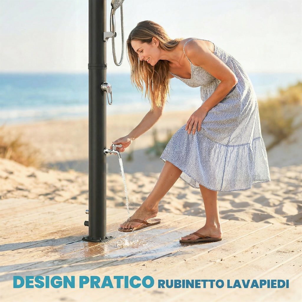 Outsunny 20L Solar Shower, Patented Frost Protection, Black Garden Shower