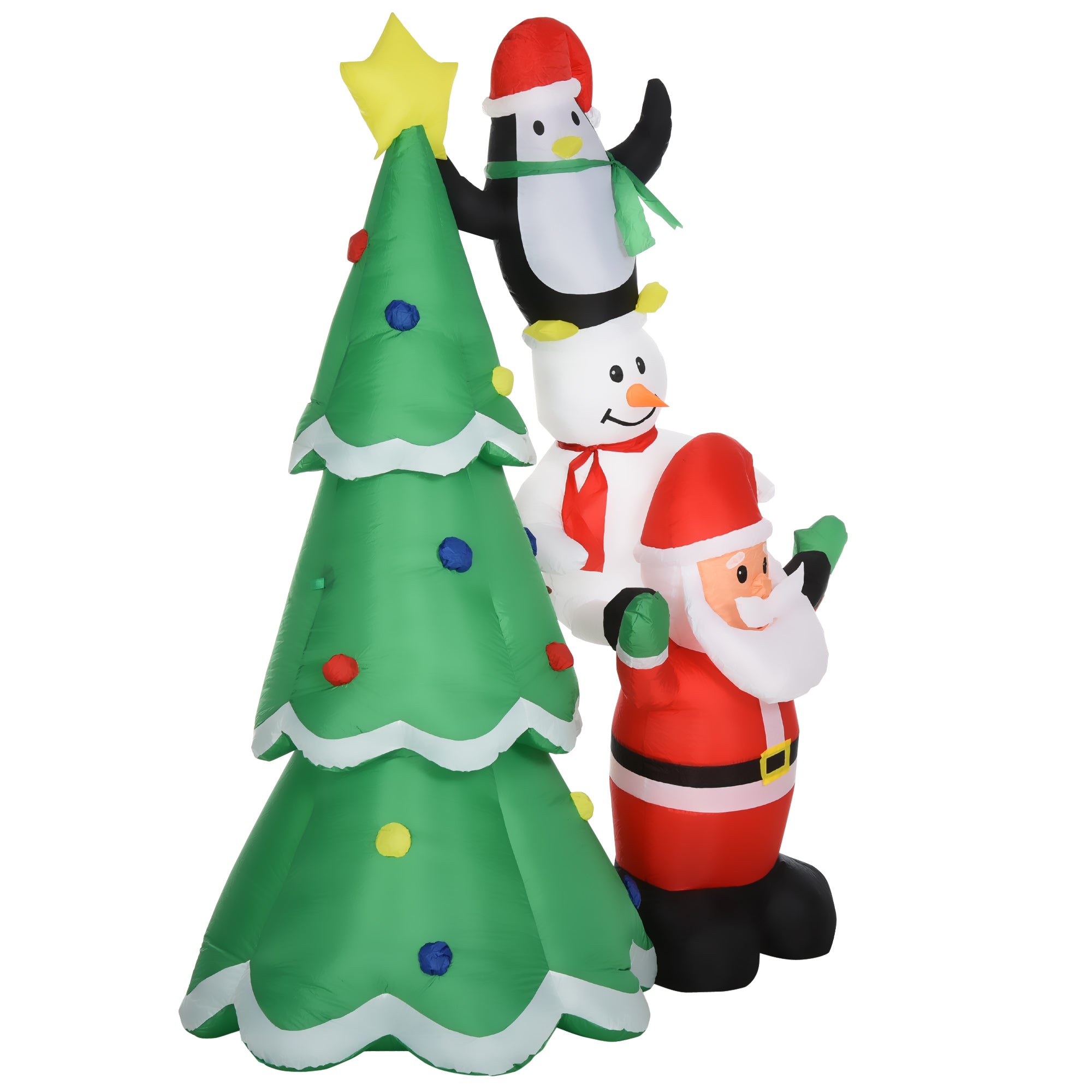 Giant Inflatable Christmas Tree 243cm with LED Lights and Santa Claus, Waterproof Outdoor Christmas Decoration - Borgè