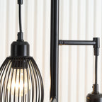 Industrial Floor Lamp with 3 Lampshades and Adjustable Dimmer, Steel, 30x30x170.5 cm, Black