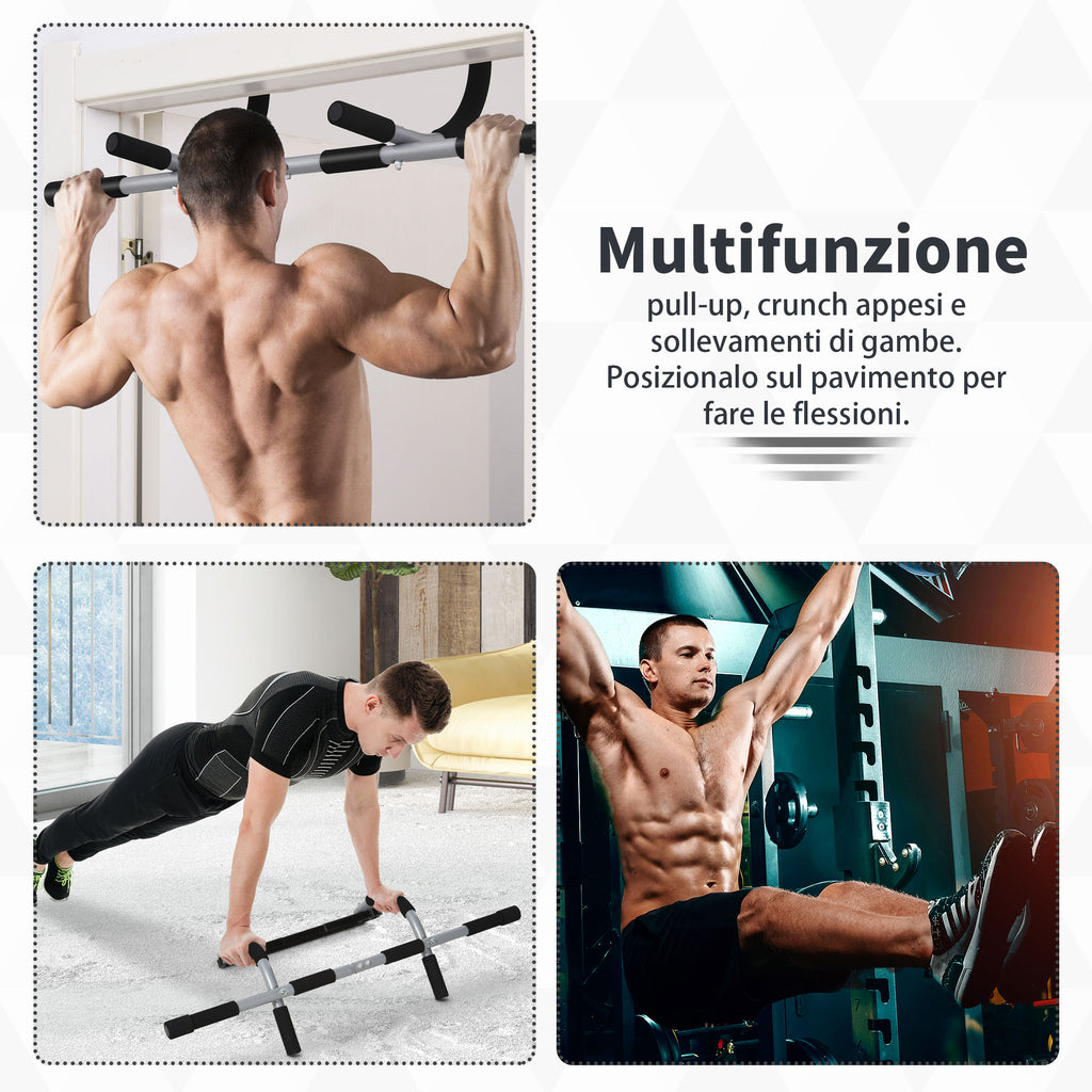 Door-Mounted Pull-Up Bar, Screw-Free Installation and Steel Tube Frame, Max. Weight: 110 kg