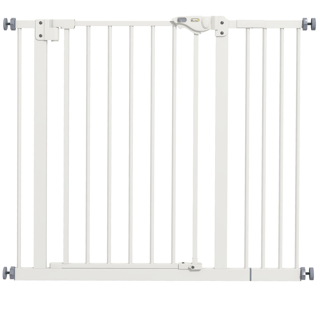 PawHut Adjustable Dog Gate with Self-Closing, Steel and Plastic, 74-100x77 cm Black