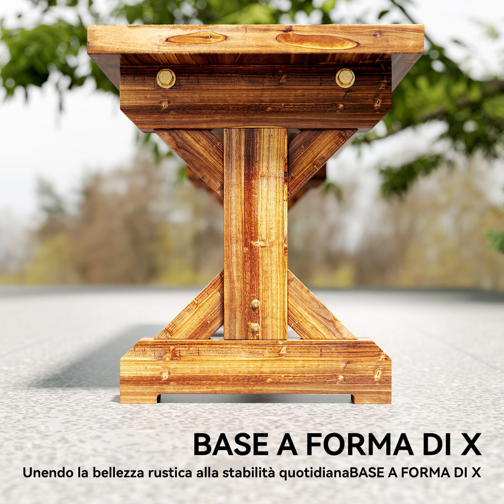 Outsunny 2-Seater Garden Bench in Fir Wood without Backrest in Rustic Style, 114Wx40Dx46H cm