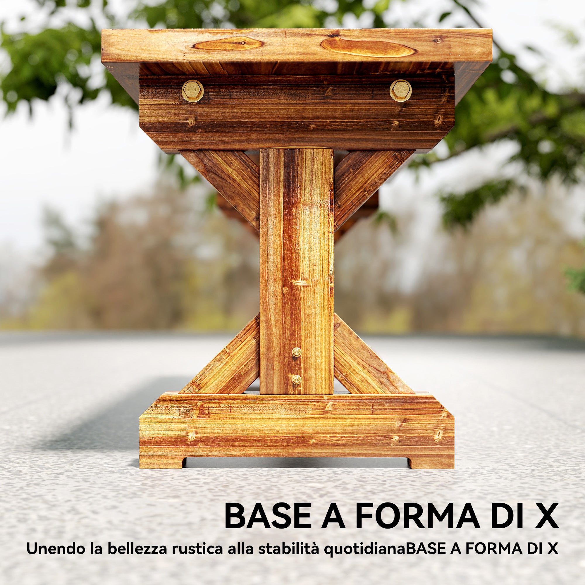 Outsunny 2-Seater Garden Bench in Fir Wood without Backrest in Rustic Style, 114Wx40Dx46H cm