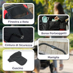 Large Dog Stroller Foldable with Mesh Windows, Cushion and Leashes, 124x67x100 cm, Black