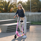 Folding Electric Scooter with Saddle, 2 Wheels and Adjustable Handlebar, Children 7-12 Years, 75x37x98cm, Pink