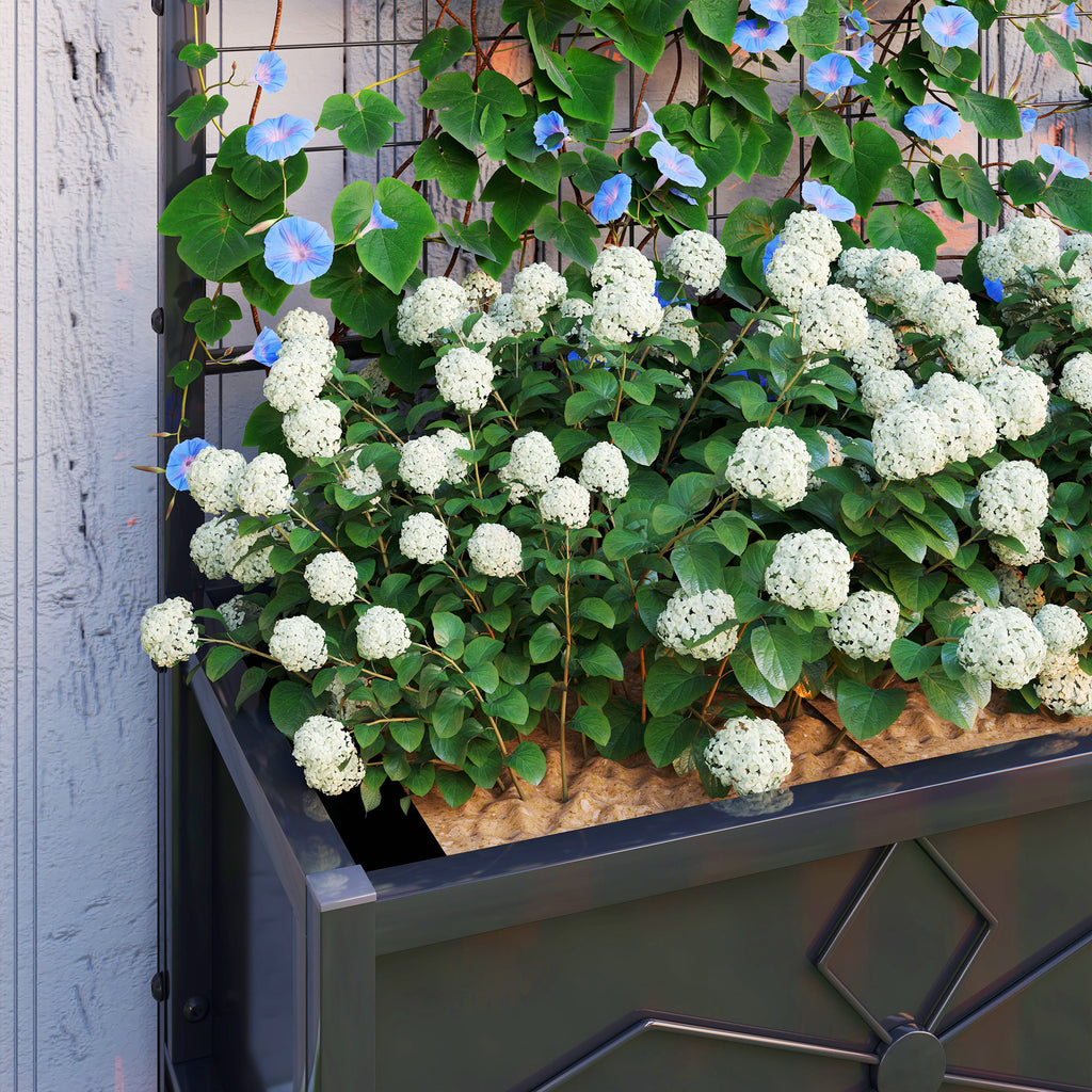 Raised Garden Bed with Trellis for Climbing Plants in Galvanized Steel, 90x40x120 cm, Black