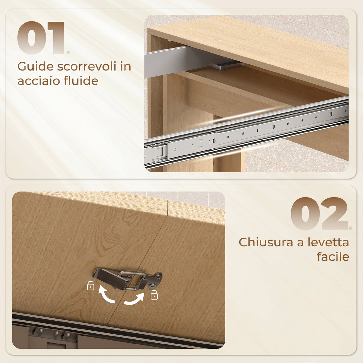 HOMCOM Extendable Console Table for 10 People, Light Wood Effect