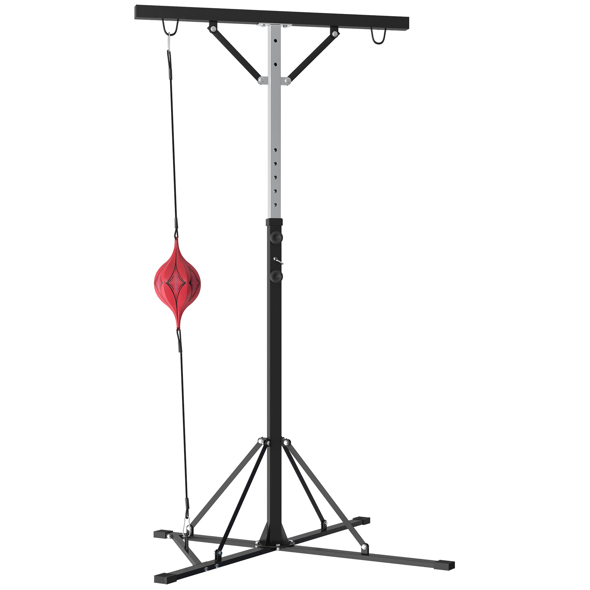 SPORTNOW Adjustable Height Punching Bag Support with 6 Steel Reinforcement Bars, 160x145x175-220 cm, Black