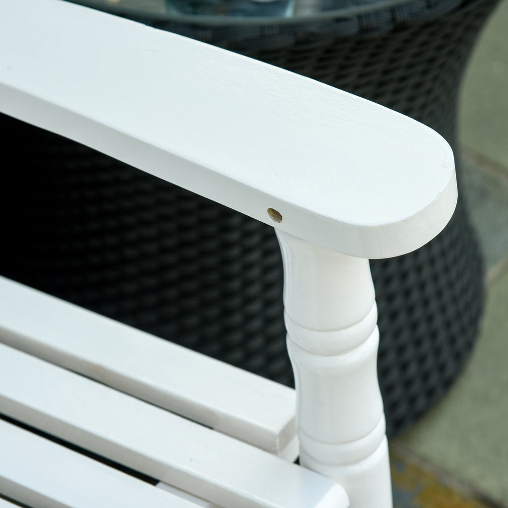 2-Seater Wooden Rocking Chair with High Back and Armrests, 117x85x120 cm, White