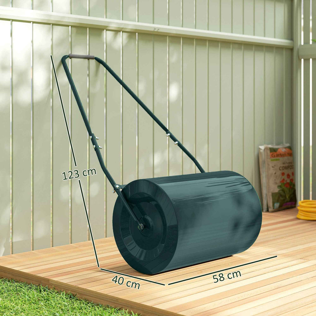 Outsunny 63L Lawn Roller with Scraper Blade, Metal, 123x58x40 cm, Dark Green