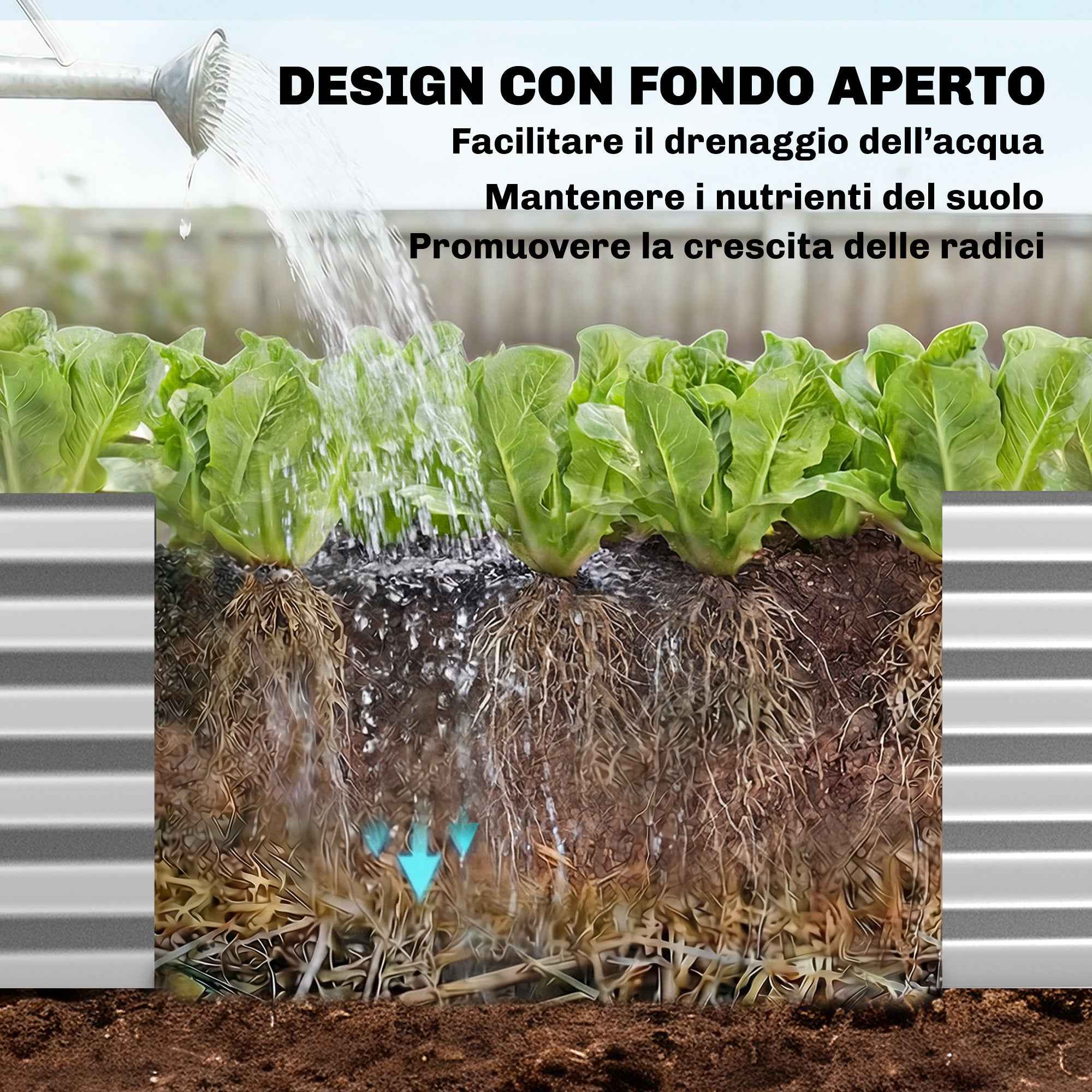 Outsunny Raised Outdoor Vegetable Garden with Trellis for Climbing Plants and Open Bottom, Steel, 200x60x103 cm, Silver