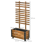 Fioriera outsunny with bucking for climbing and wheels, in fir wood, 65x31x147 cm, brown - Borgè