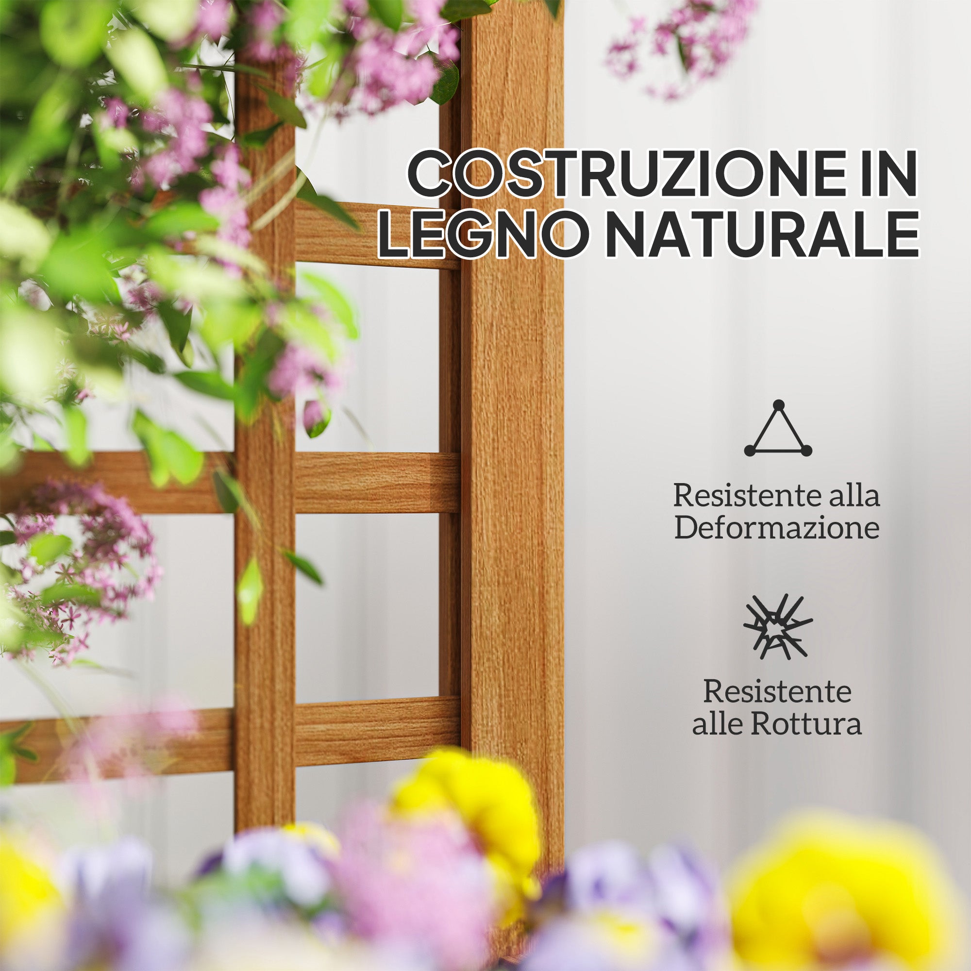 Planter with Trellis for Climbing with Drainage Hole and Lining, Wooden, 40x40x120 cm, Brown