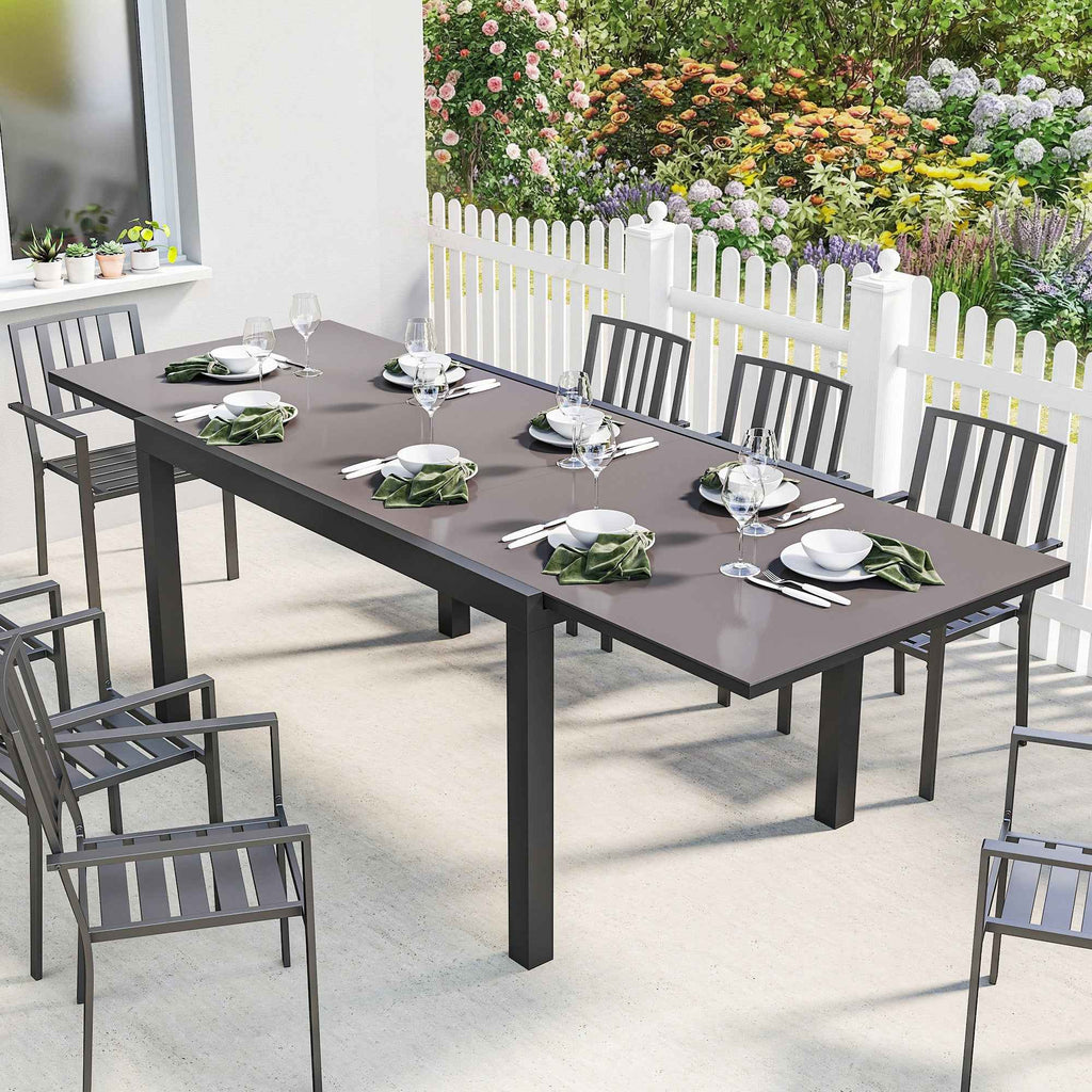 Outsunny Garden Table Extendable Dining Table 140/240x90 cm Black