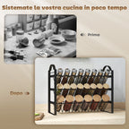 3-Tier Kitchen Spice Rack, Space-Saving Organizer with Slanted Metal Shelves, Black