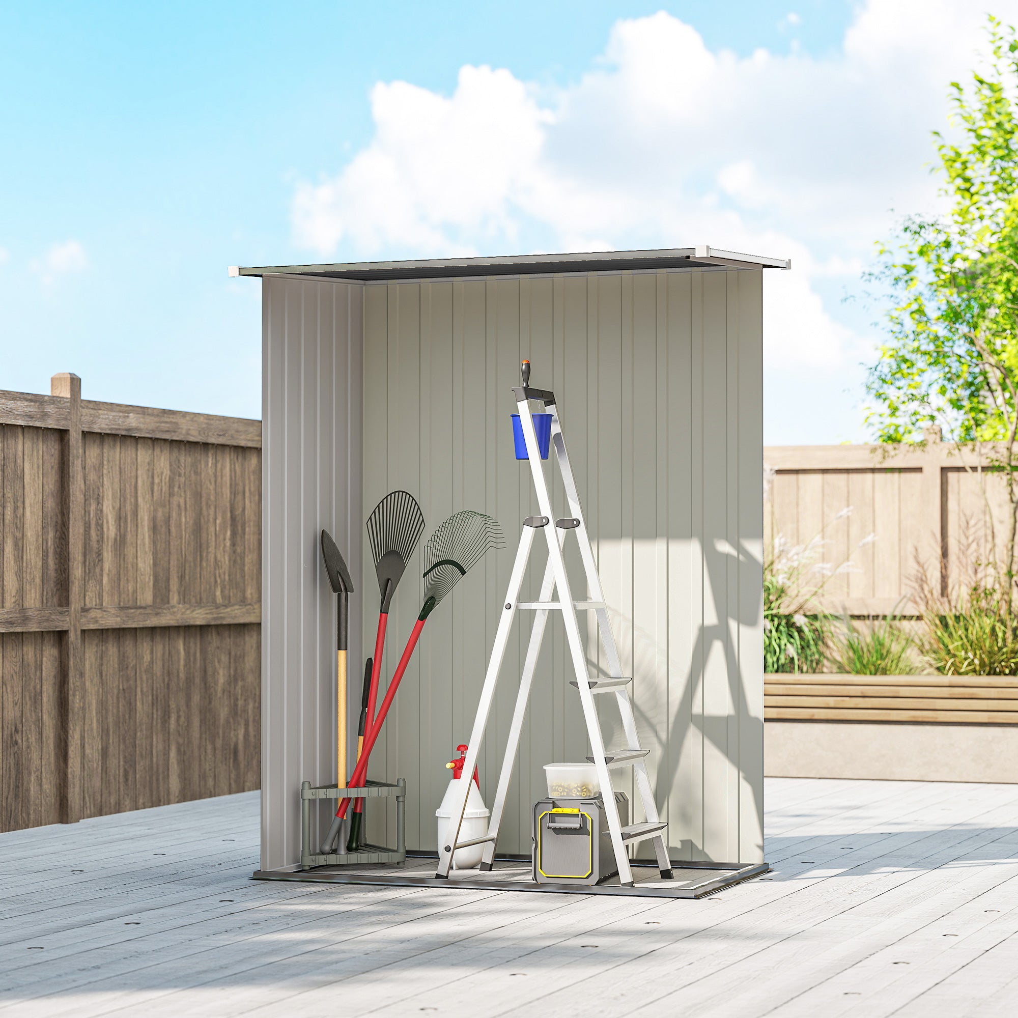 Outsunny Waterproof Steel Tool Shed 142x84x189cm