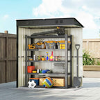 Outsunny Metal Garden Shed 163x90x179 cm, Lockable Door, Air Vents, Dark Grey