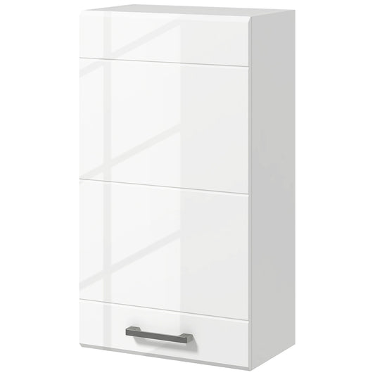 kleankin Wall-Mounted MDF Bathroom Cabinet with 3 Shelves and Adjustable Top Shelf, 37x22.5x70 cm, White - Borgè